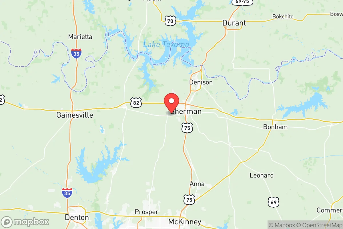 Map centered at 33.6267, -96.6776