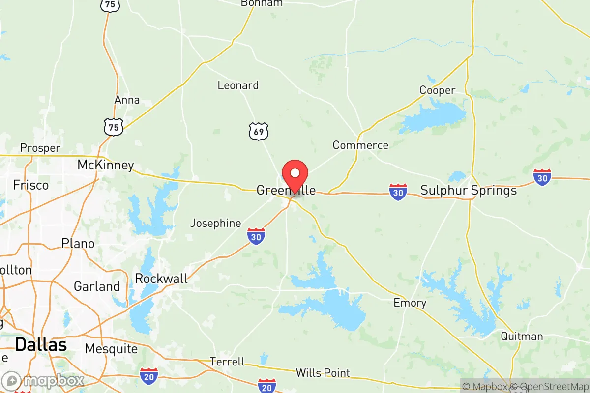 Map centered at 33.1234, -96.0855