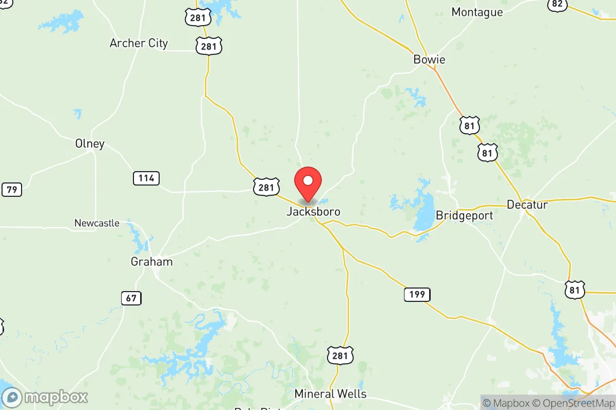 Map centered at 33.2333, -98.1725