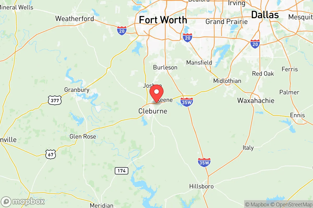 Map centered at 32.3790, -97.3666