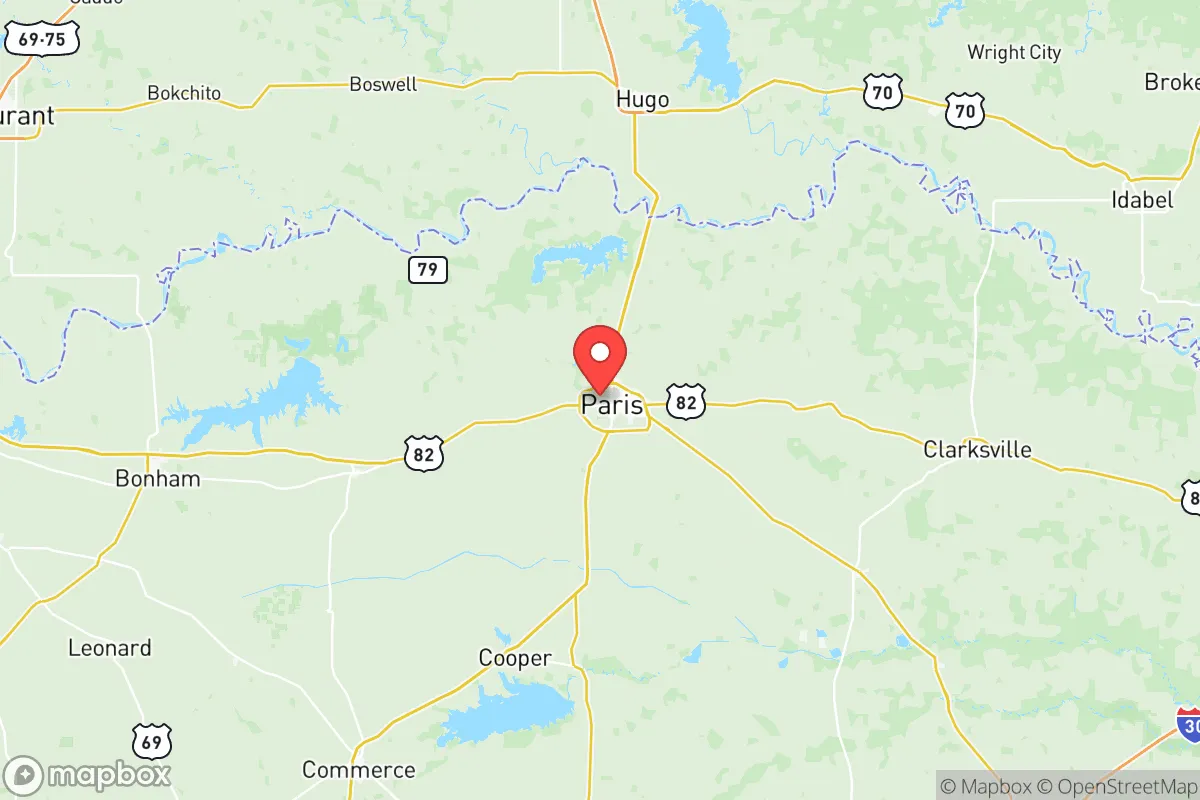 Map centered at 33.6672, -95.5711