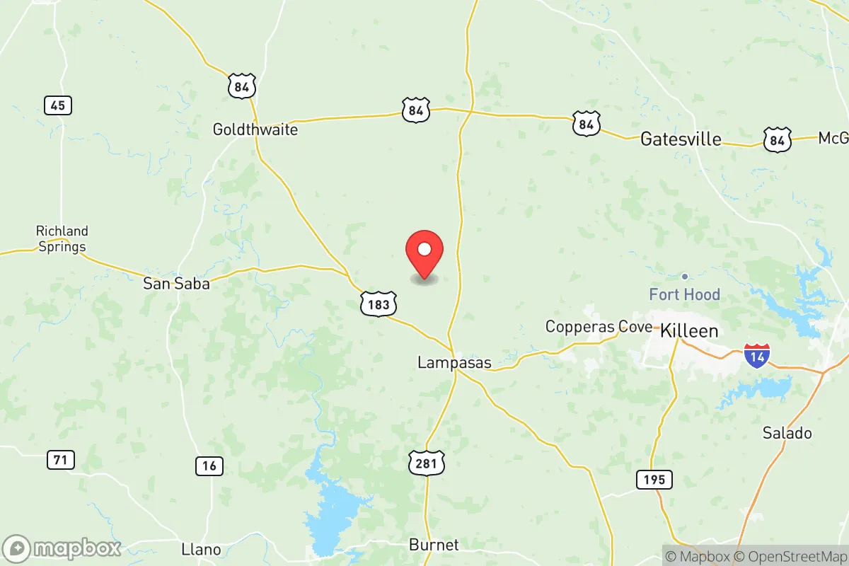 Map centered at 31.1962, -98.2414