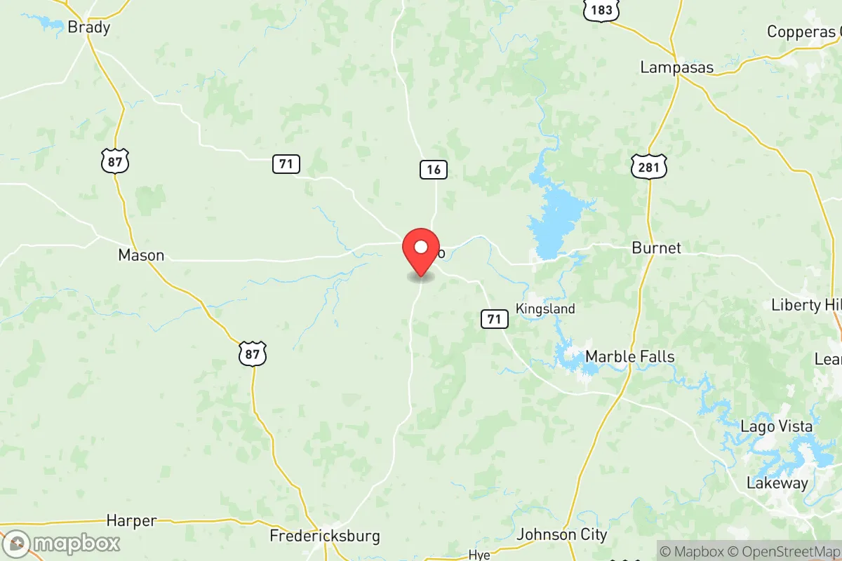 Map centered at 30.7057, -98.6841