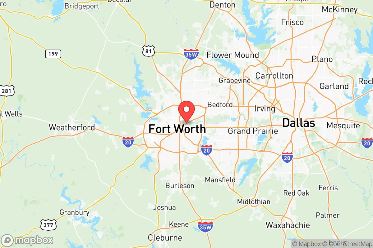 Map centered at 32.7718, -97.2911