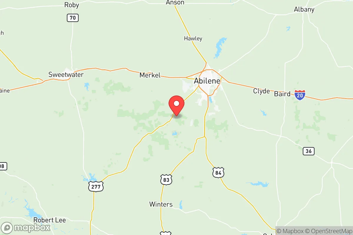 Map centered at 32.3014, -99.8901