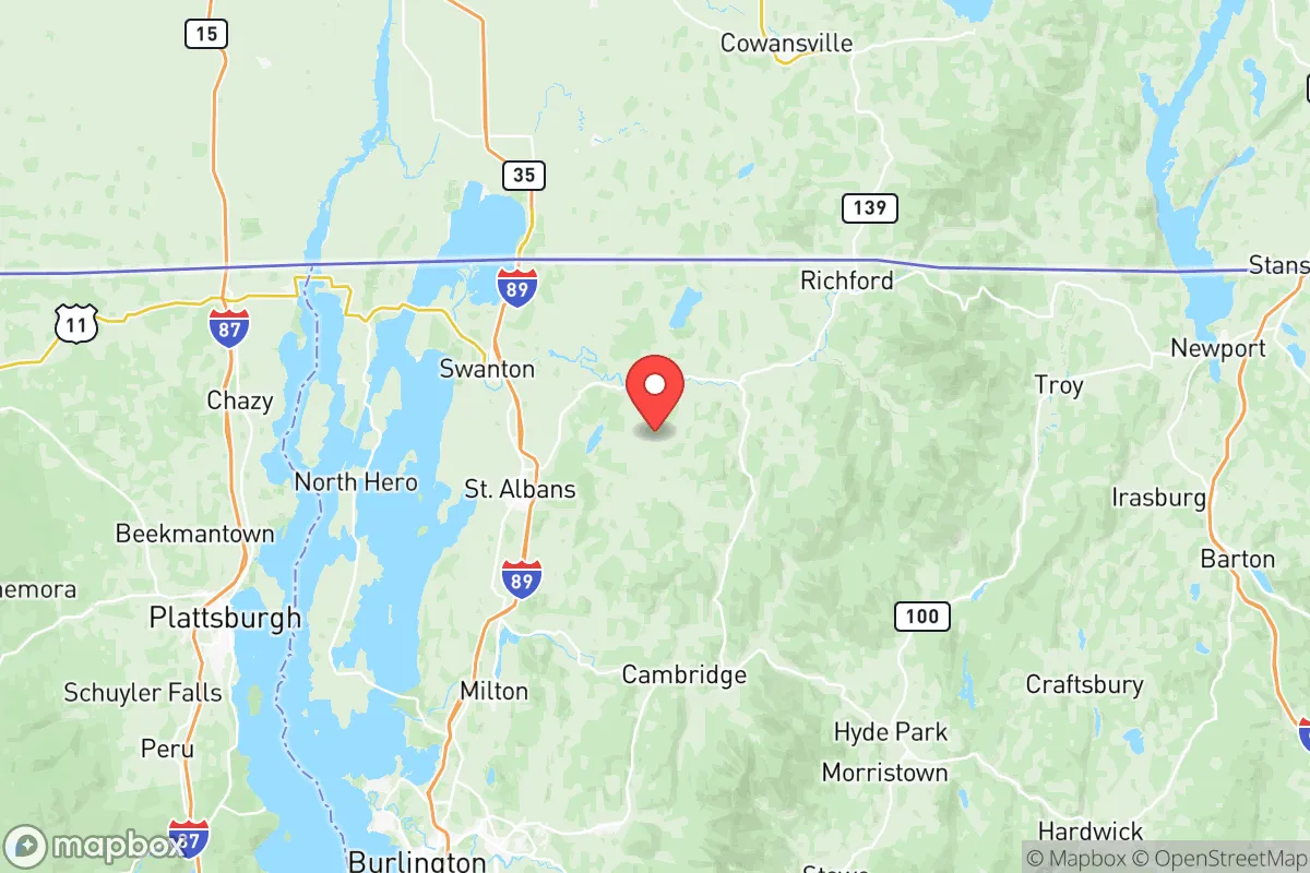 Map centered at 44.8576, -72.9133