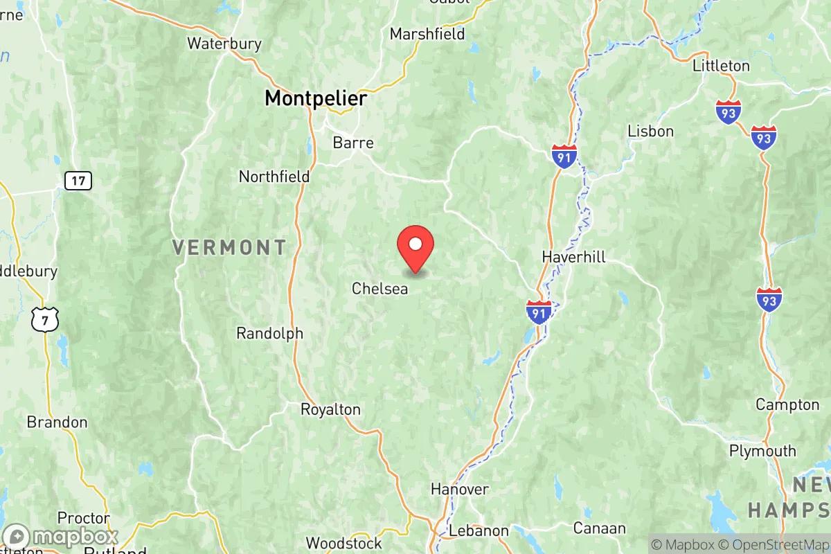 Map centered at 44.0056, -72.3769
