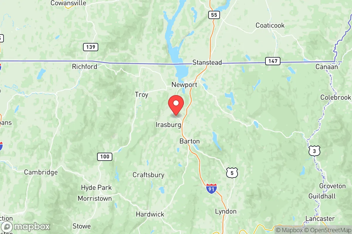 Map centered at 44.8289, -72.2437