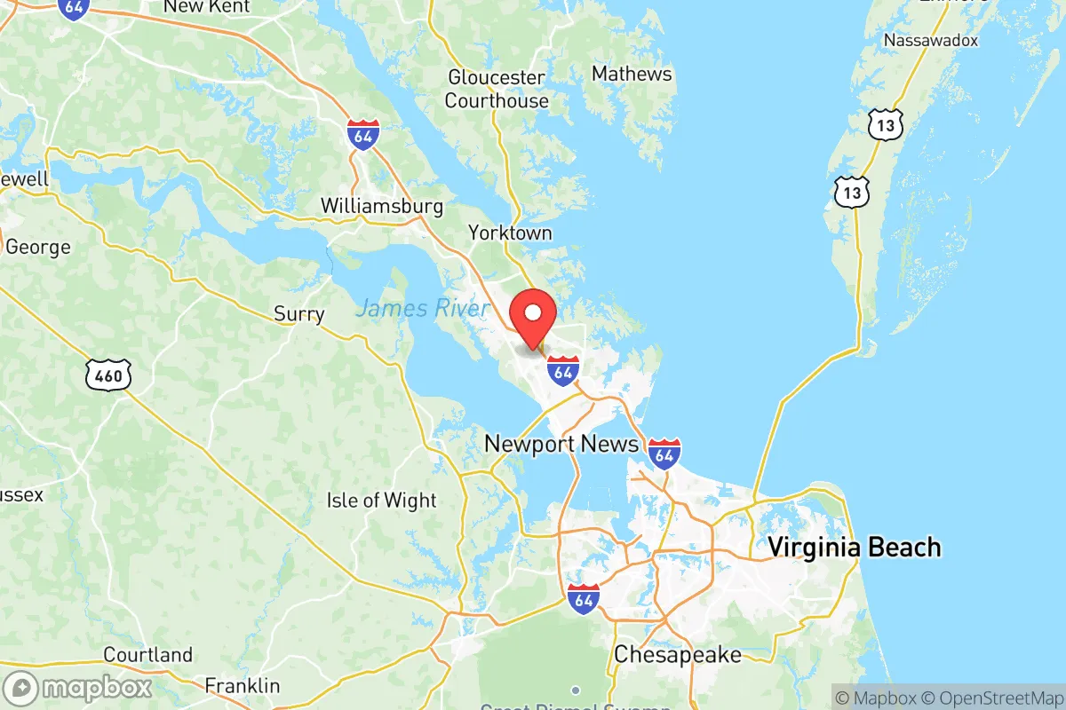 Map centered at 37.0871, -76.4730