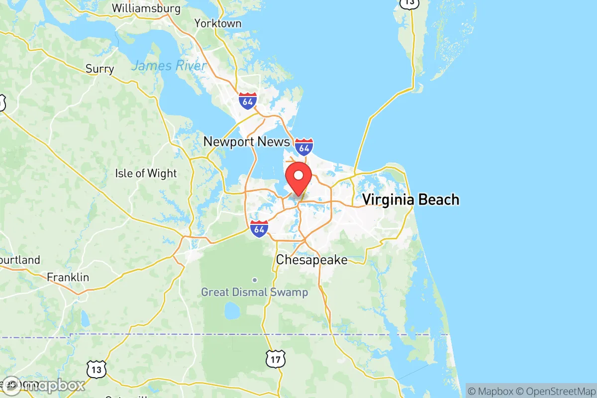 Map centered at 36.8508, -76.2859