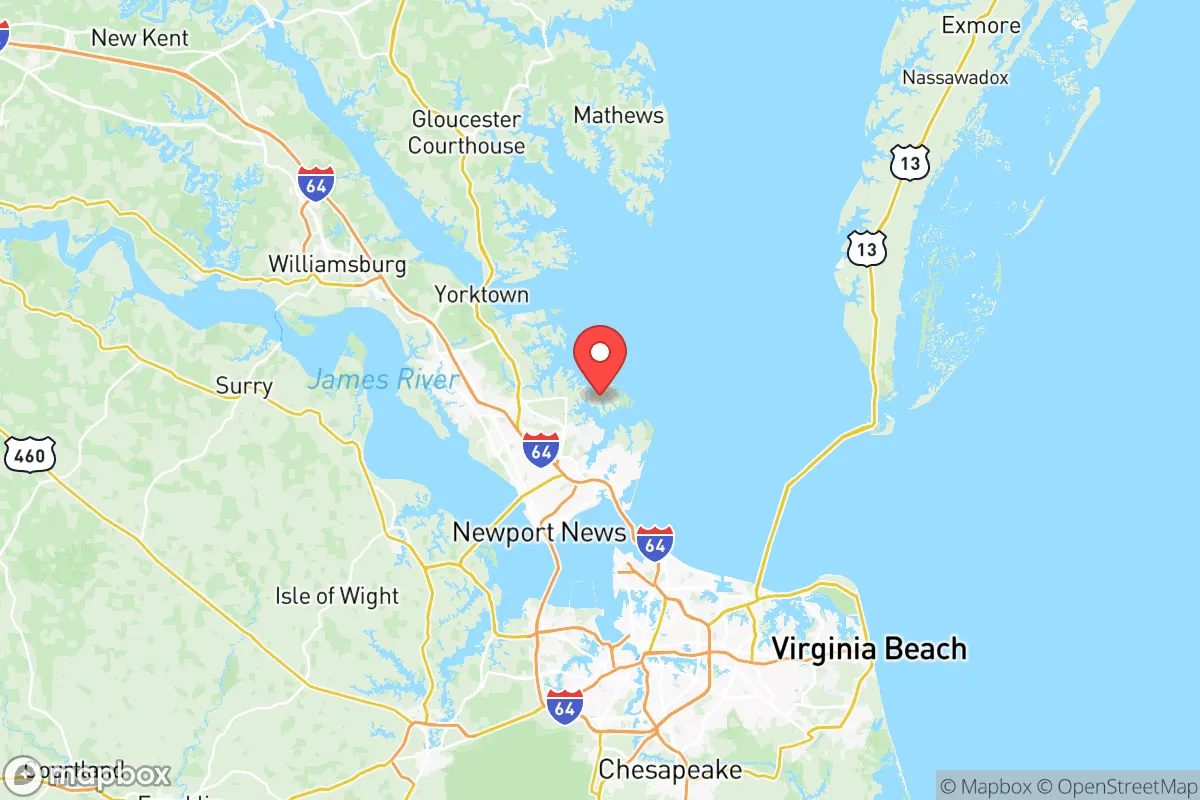 Map centered at 37.1224, -76.3458