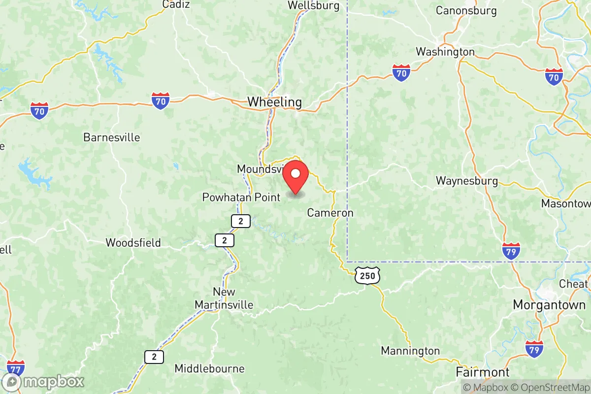 Map centered at 39.8605, -80.6634