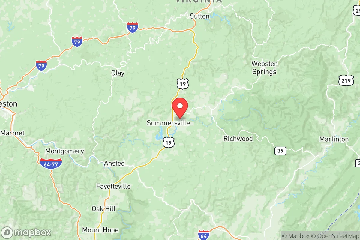 Map centered at 38.2917, -80.7993