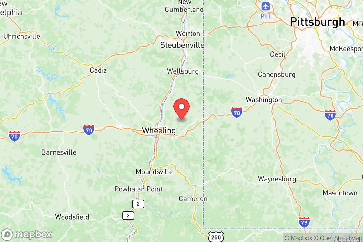 Map centered at 40.0970, -80.6191
