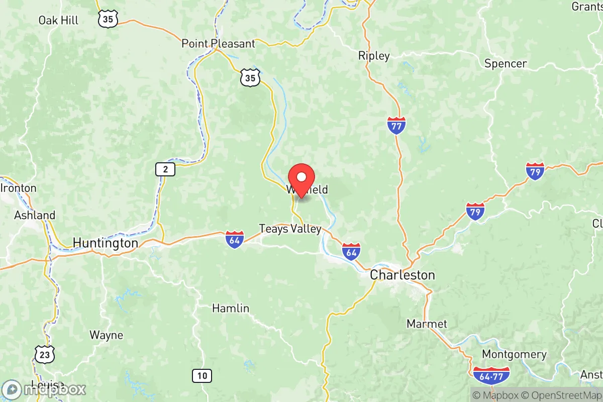 Map centered at 38.5085, -81.9091