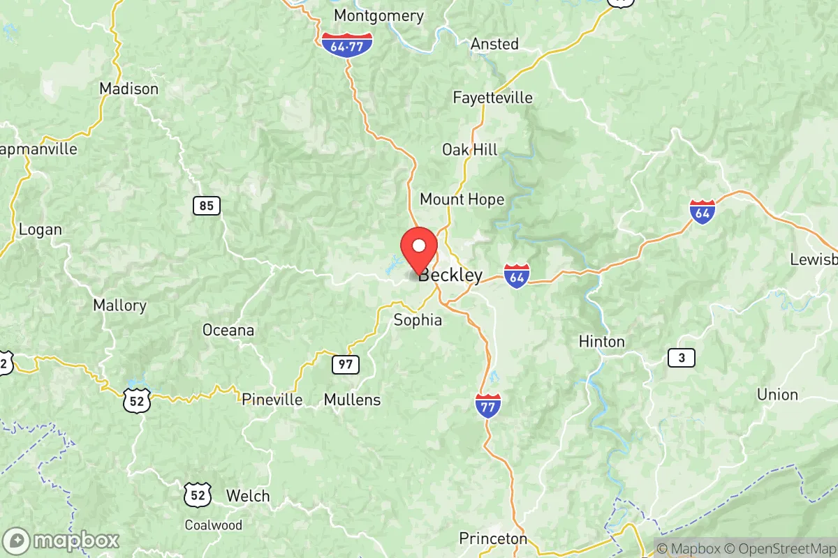 Map centered at 37.7713, -81.2485