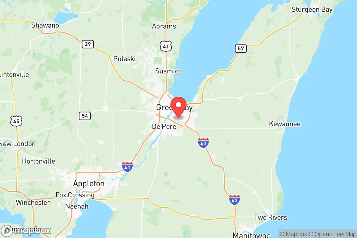 Map centered at 44.4741, -87.9929