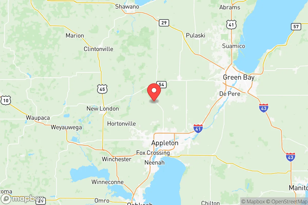 Map centered at 44.4160, -88.4649