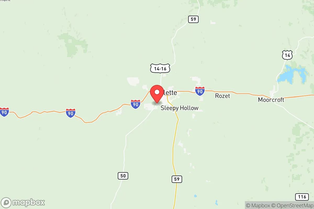 Map centered at 44.2455, -105.5483