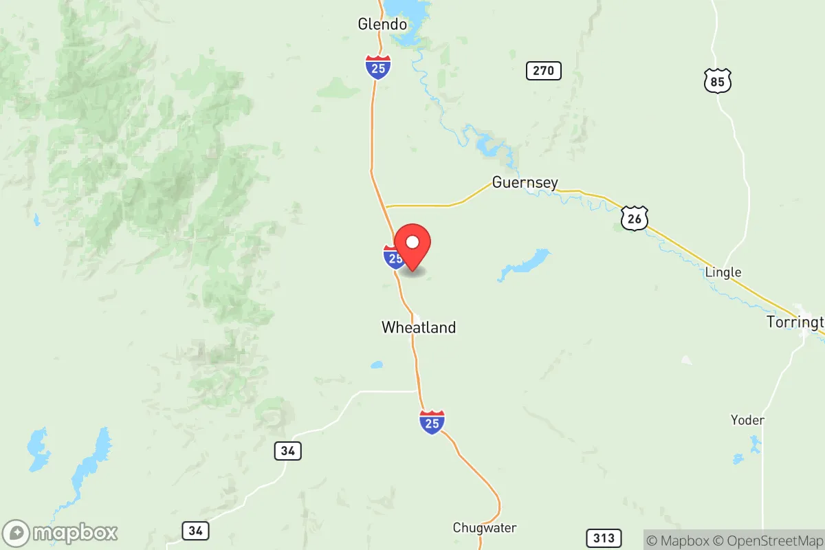 Map centered at 42.1320, -104.9658