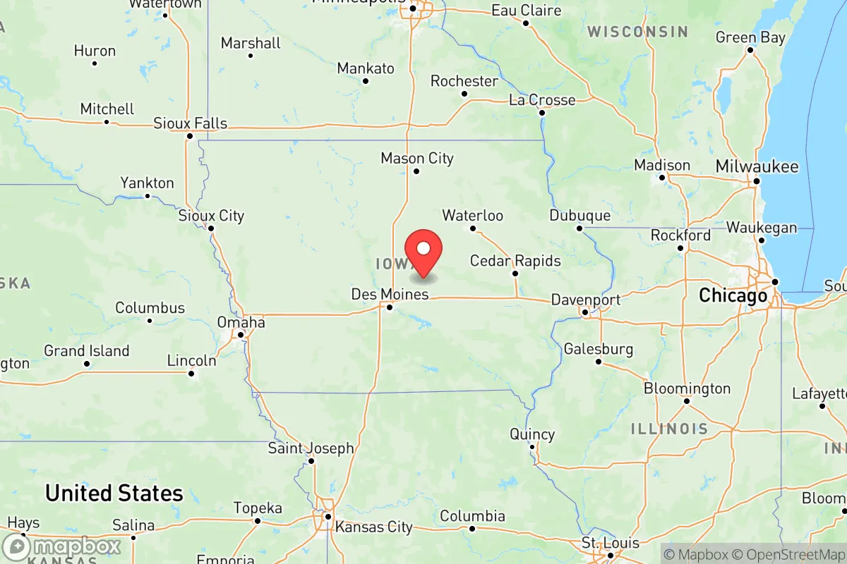 Map centered at 41.8780, -93.0977